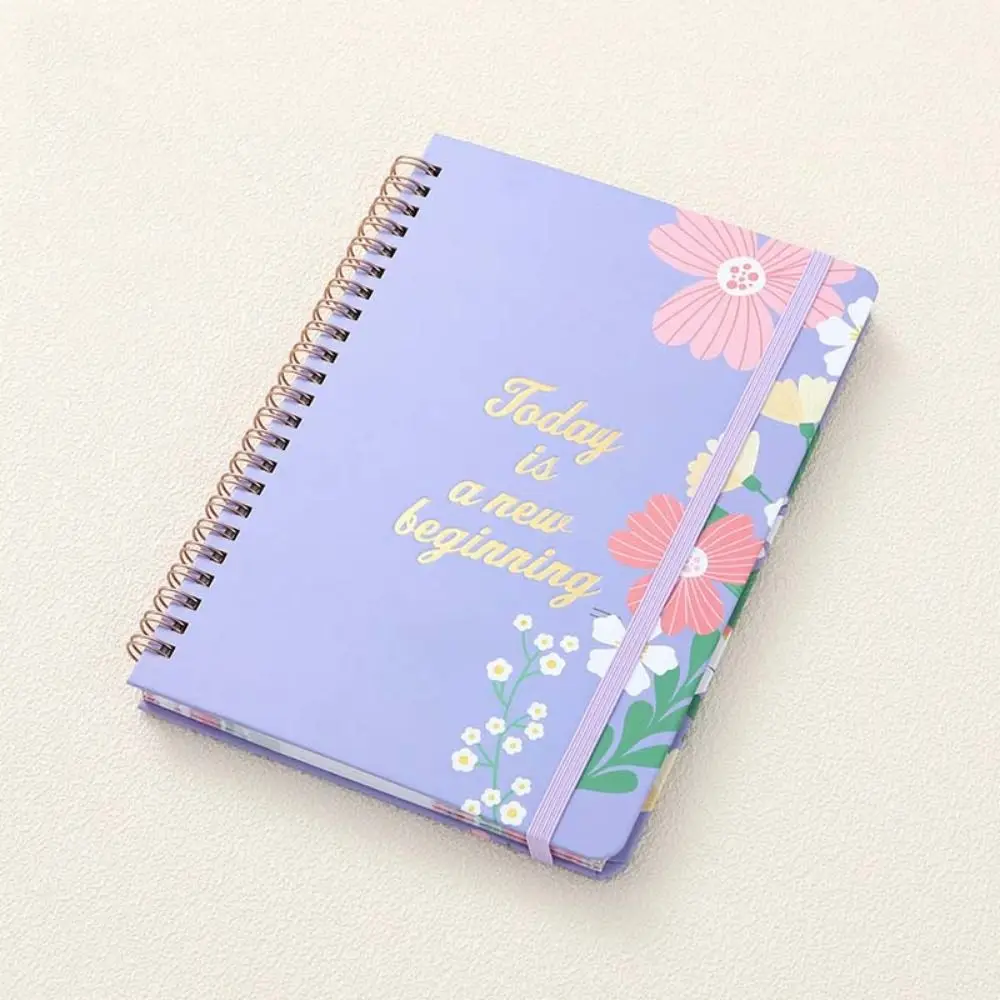 80 Sheets A5 English Notepad To Do List Floral Printing Coil Notebook Portable Time Management Schedule Planner Notepad