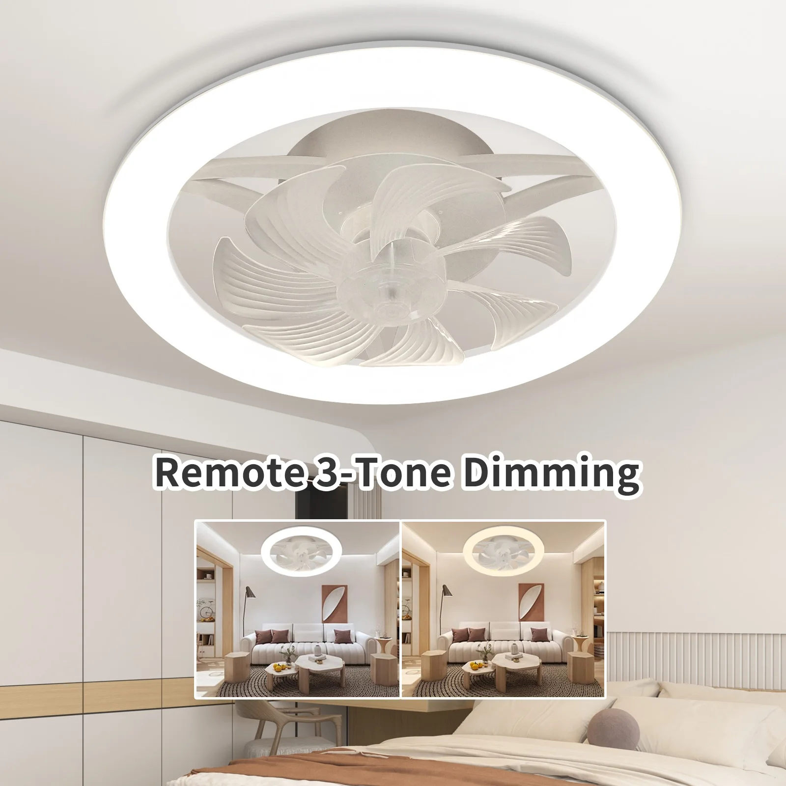 

Intelligent Modern Embedded Ceiling Fan with Lights, Remote Dimming, Bedroom/living Room/kitchen Home Decoration Fan Lights