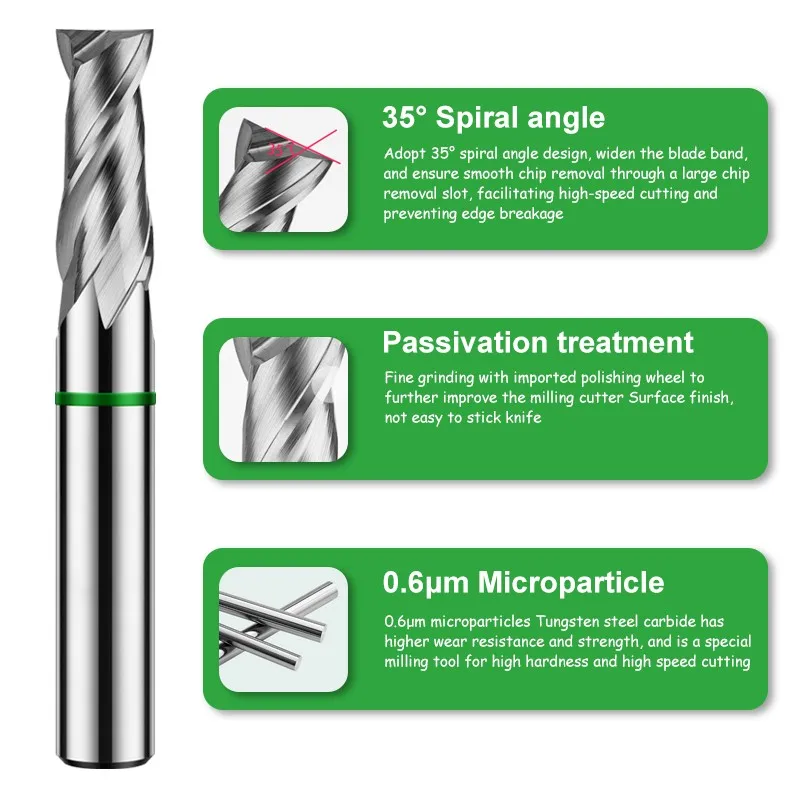 Imagem -03 - Romtic-tungsten Steel Carbide Flat End Mill Cnc Centro Mecânico Alumínio Fresagem Ferramentas Cutter 2-flute Tgh-hrc50