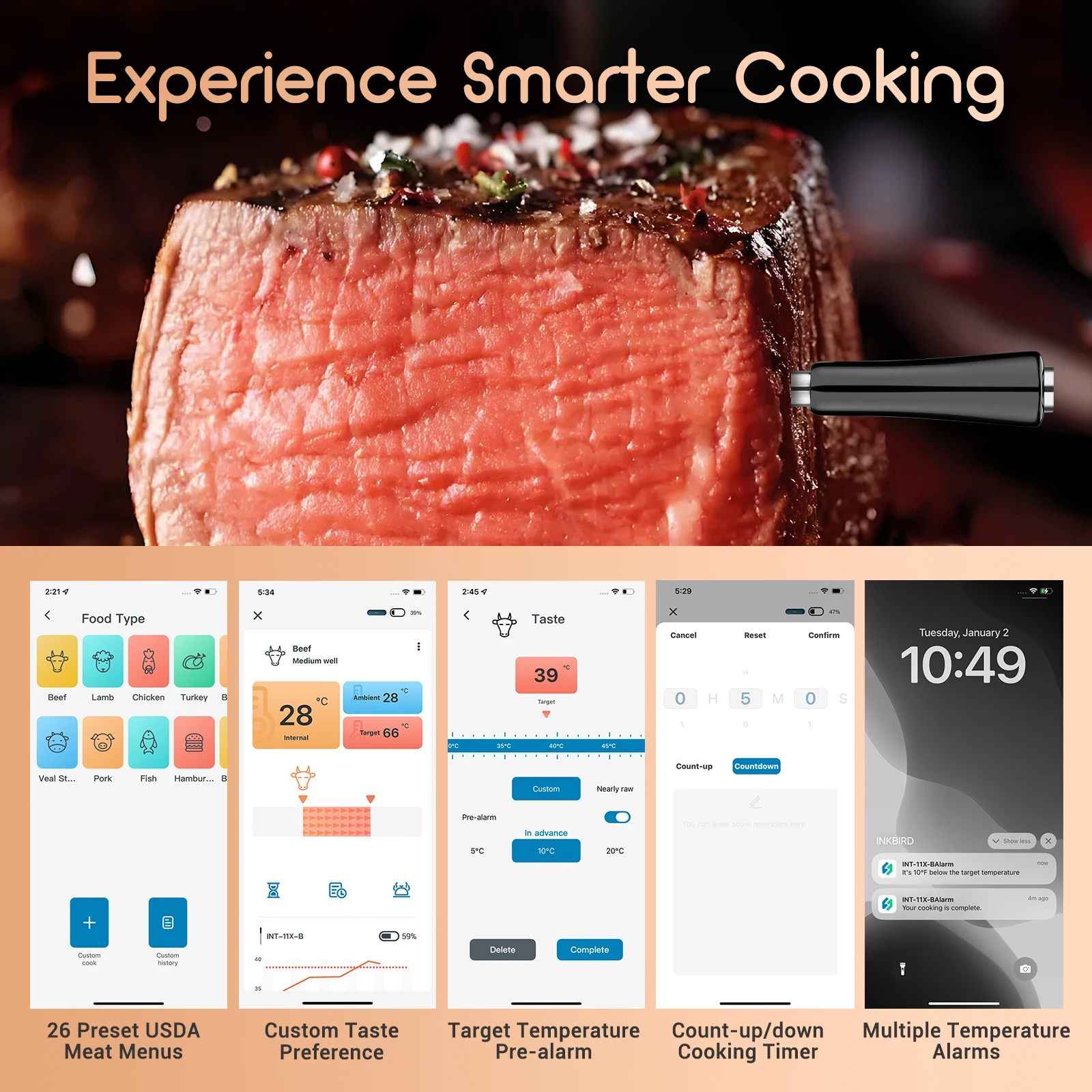 Imagem -02 - Inkbird-wireless Meat Forno Termômetro Bluetooth-compatível Controle de Temperatura Fogão Grill Sous Vide Fumar