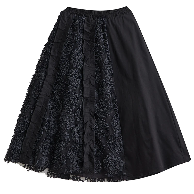 Falda holgada acampanada Bla Fi Sc, diseño de empalme, falda Midi de cintura alta para mujeres jóvenes, Otoño 2023