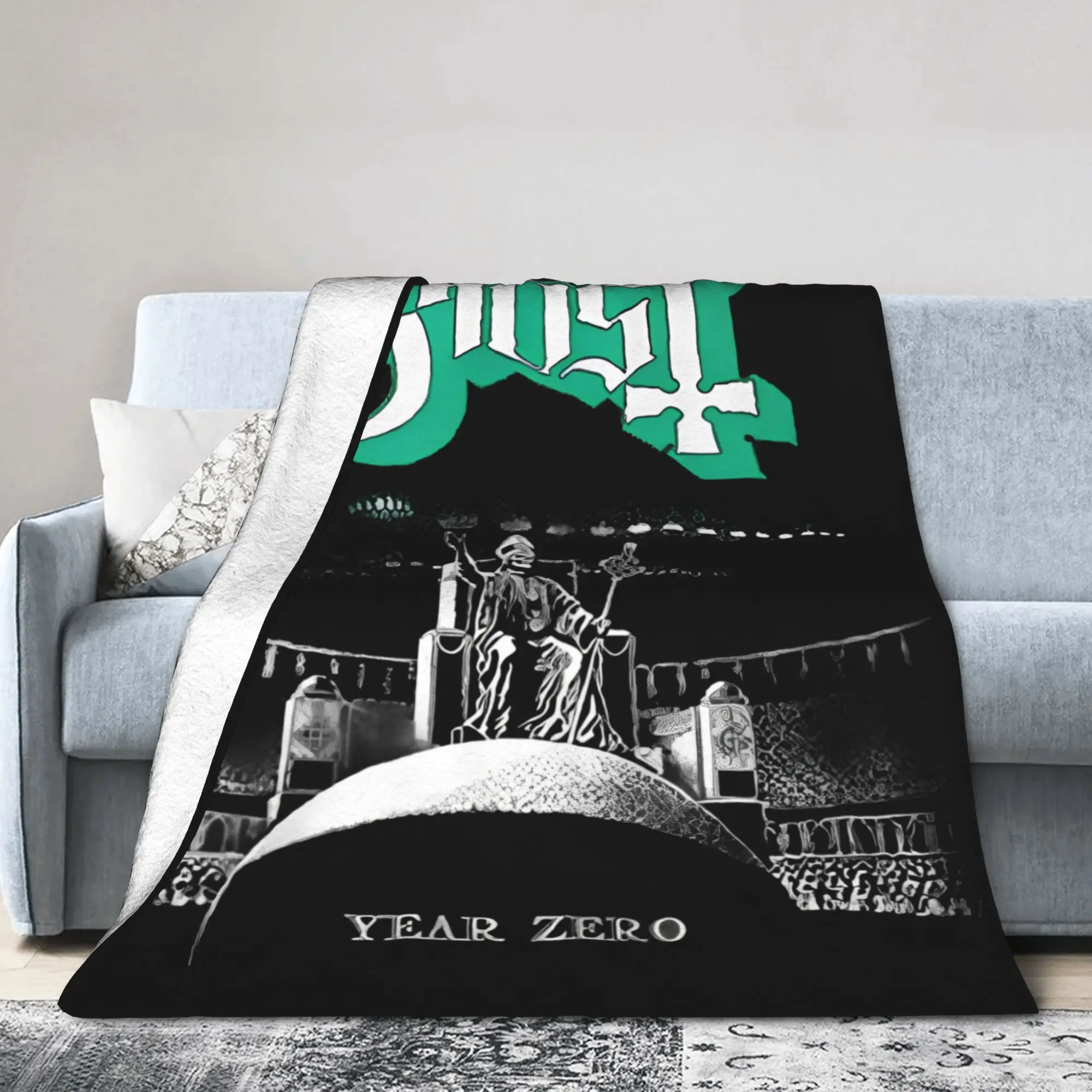 

Ghost Band World Tour Skeletour 2025 Flannel Blankets Music Funny Throw Blanket for Bed Sofa Couch 200x150cm Soft