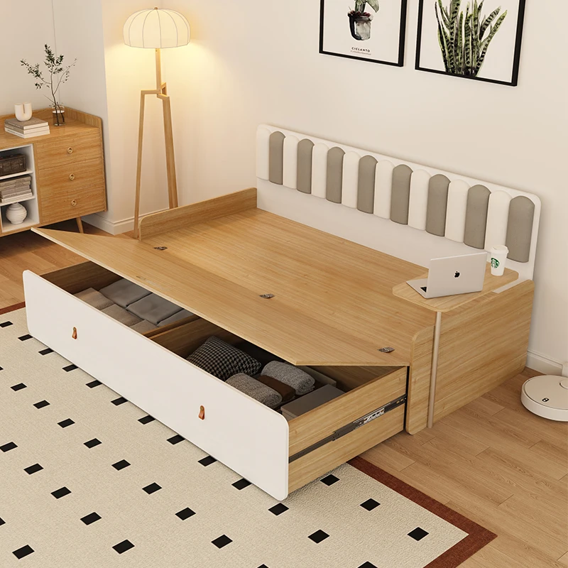 

Small apartment living room sofa bed dual-purpose multi-functional pull-out storage bed foldable Arhat bed can be customized tat