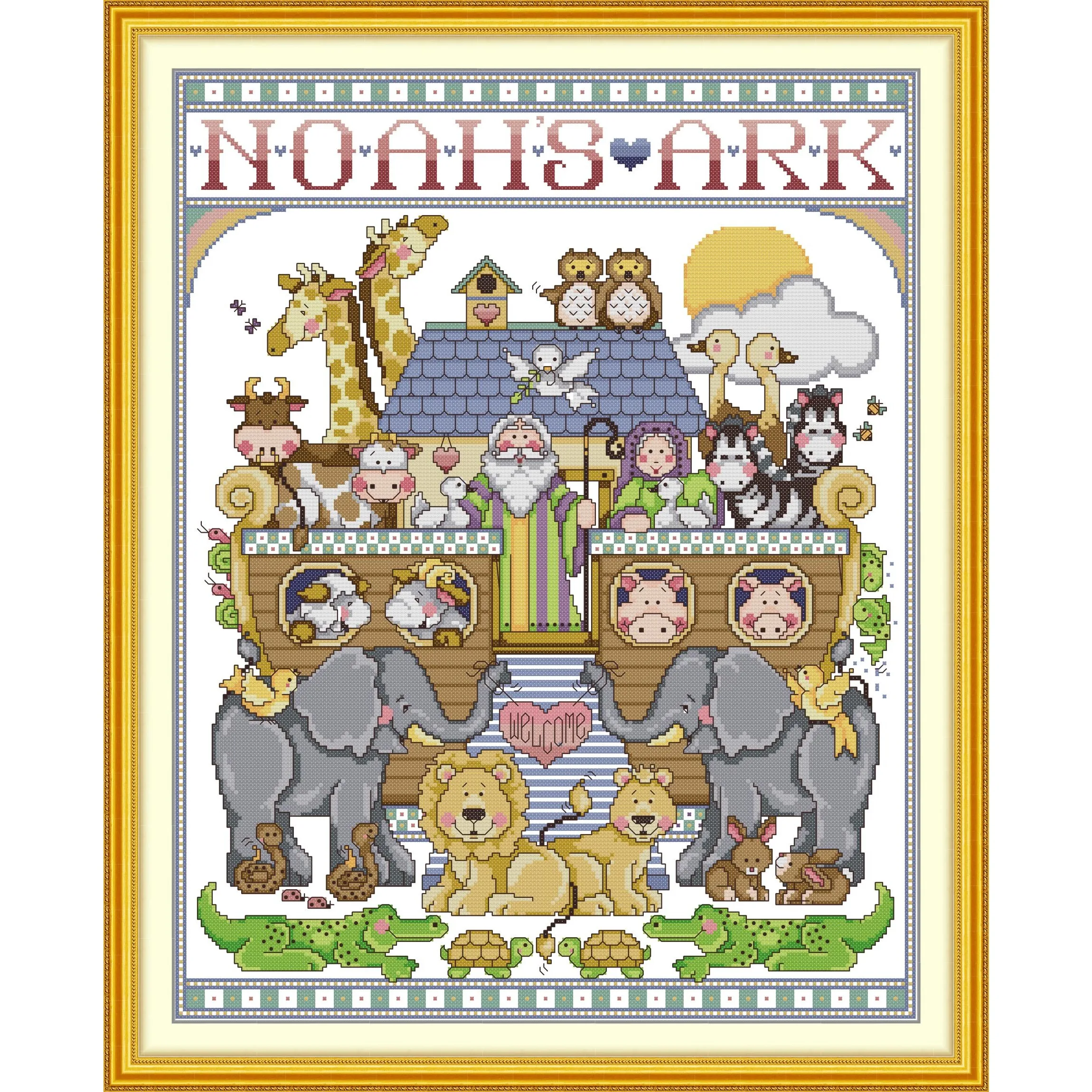 

Набор для вышивки крестом Joy Sunday с предварительной печатью, легкий узор, набор для вышивки из штампованной ткани Аиды-Ной Ковчег III