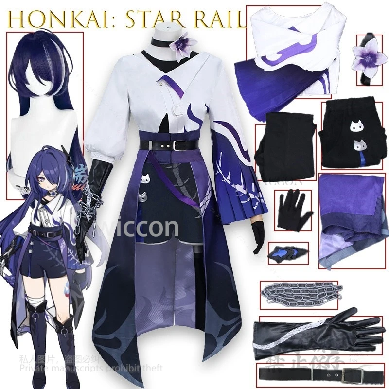 

Honkai Star Rail маленькая кошка Acheron косплей костюм аниме игровой персонаж женский наряд полный комплект вечерние костюм на Хэллоуин Cos