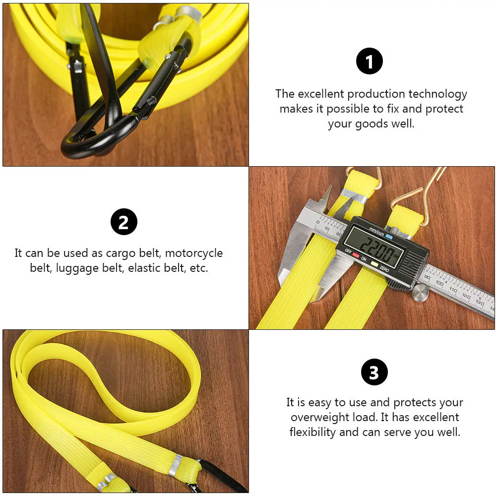 2Pcs Tpe Cargo Binding Belt Durable Elastic Flexible Motorcycle Luggage Trunk Fastening Tightening Rope Cargo Binding Belt
