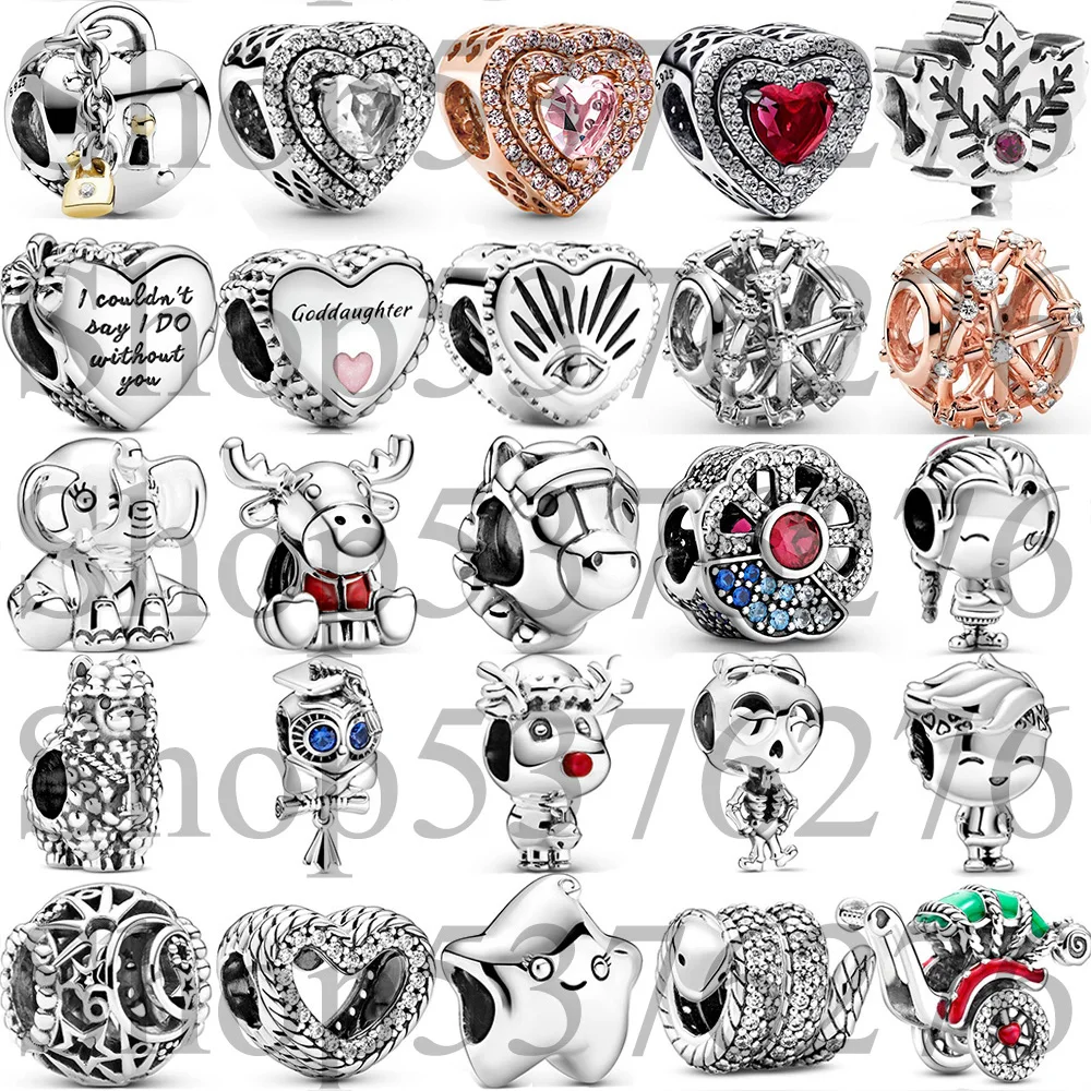 

925 Sterling Silver Bead Owl Snake Elephant Horse Sun Llama Star Moon Charm For Fashion Women Bracelet Bangle Gift DIY Jewelry