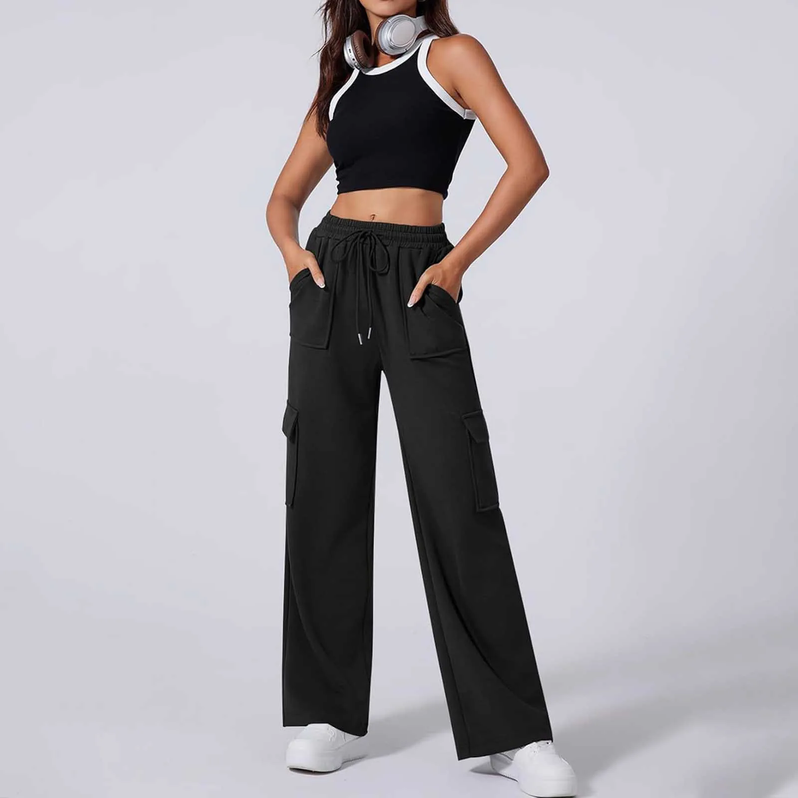 Wide Leg Pants For Women’S Sweatpants Straight Pants Bottom All-Math Plain Fitness Joggers Pants Travel Basic Sweatpants 2024