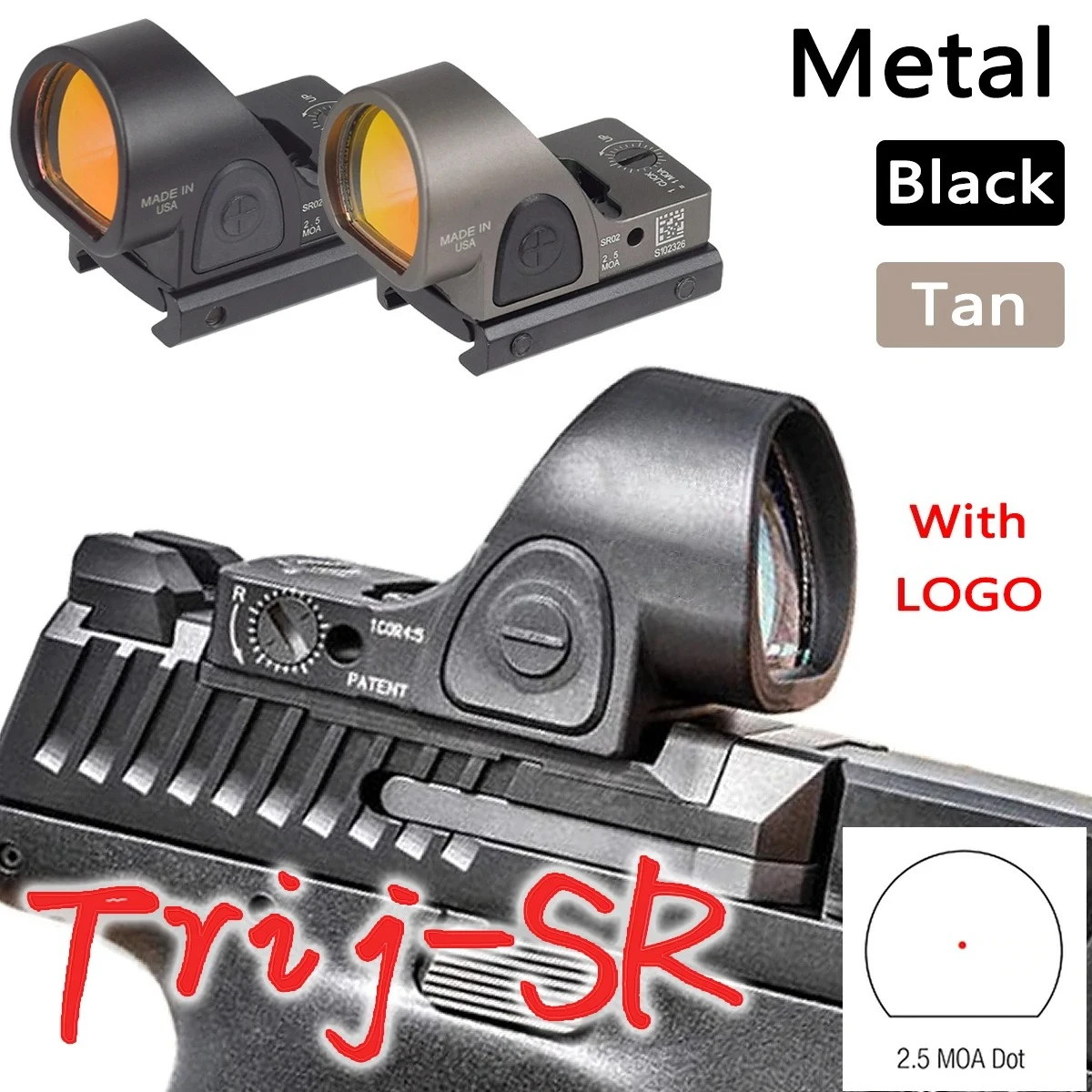 

Tactical Trij SR Red Dot Sight ScopeCollimator Hunting RM Red Dot Optics Riflescope for G17 20mm Rail Airsoft AR15 M4