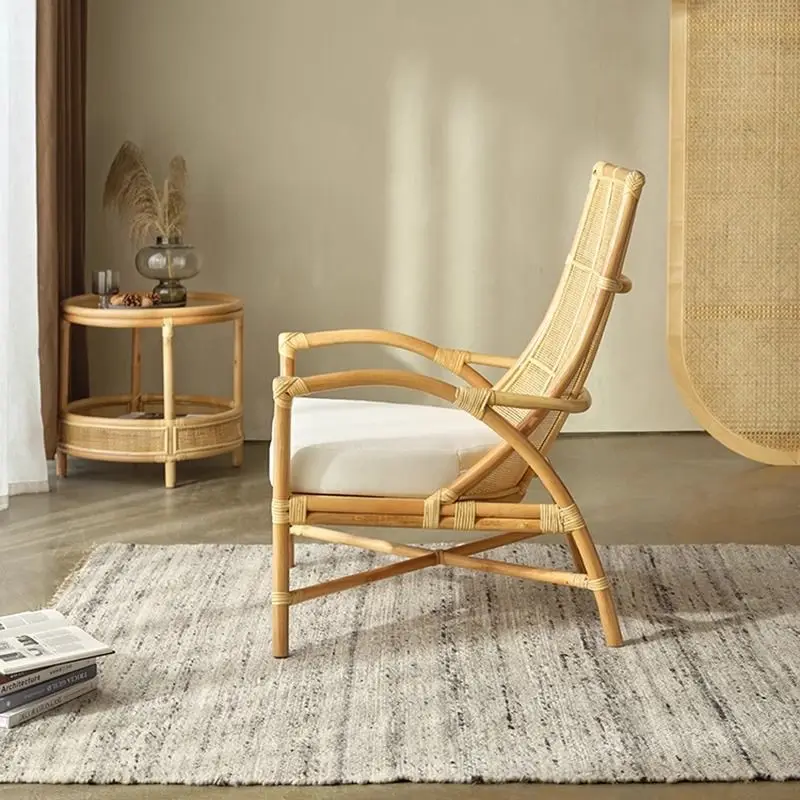 

Rattan sofa Natural rattan leisure Modern simple Japanese designer recliner bed chair Rattan