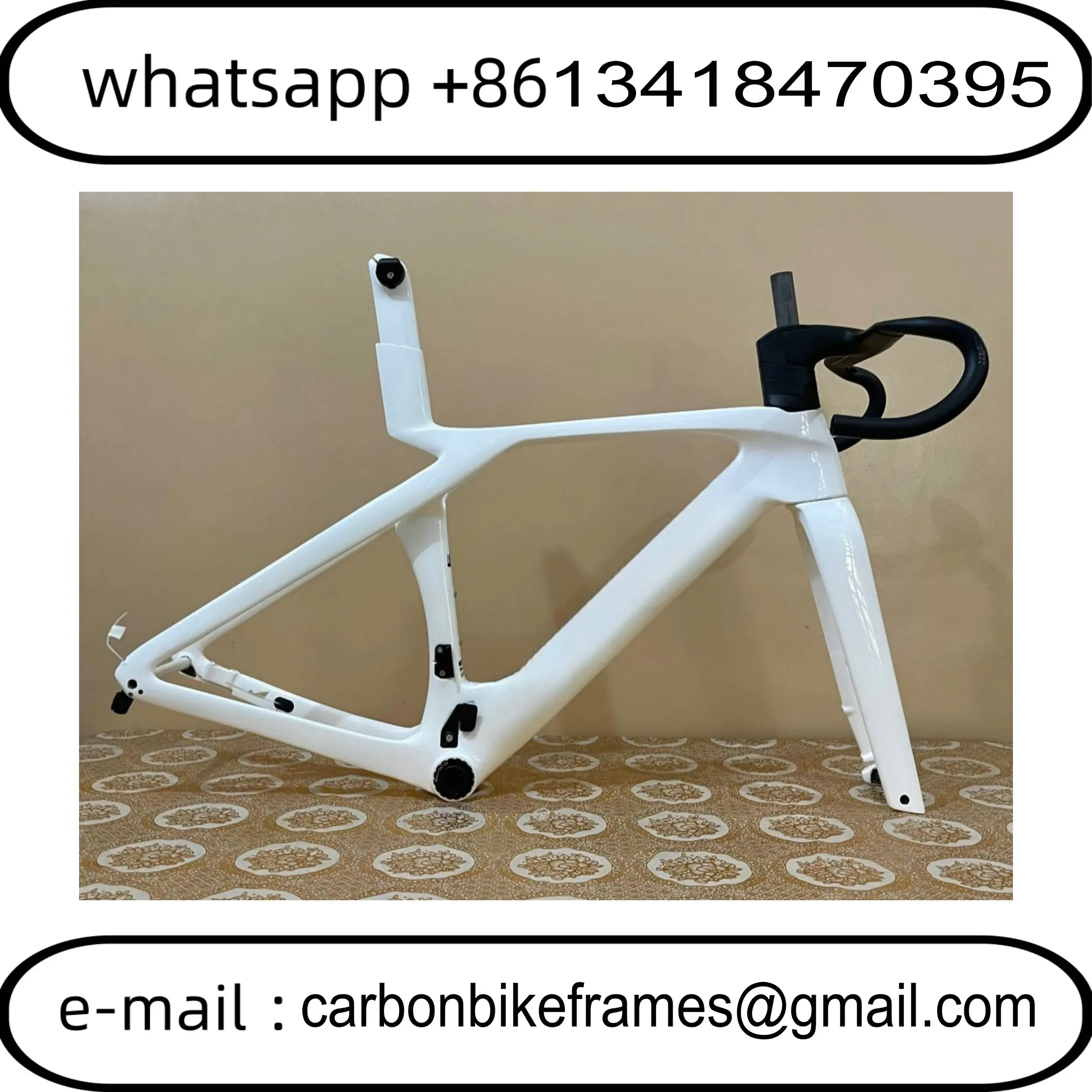

60 Colors SLR GEN7 Road Carbon Fiber Frame Speed Bike Frames T1000 T47 Disc Brake Racing Bicycle Frameset+Handlebar White