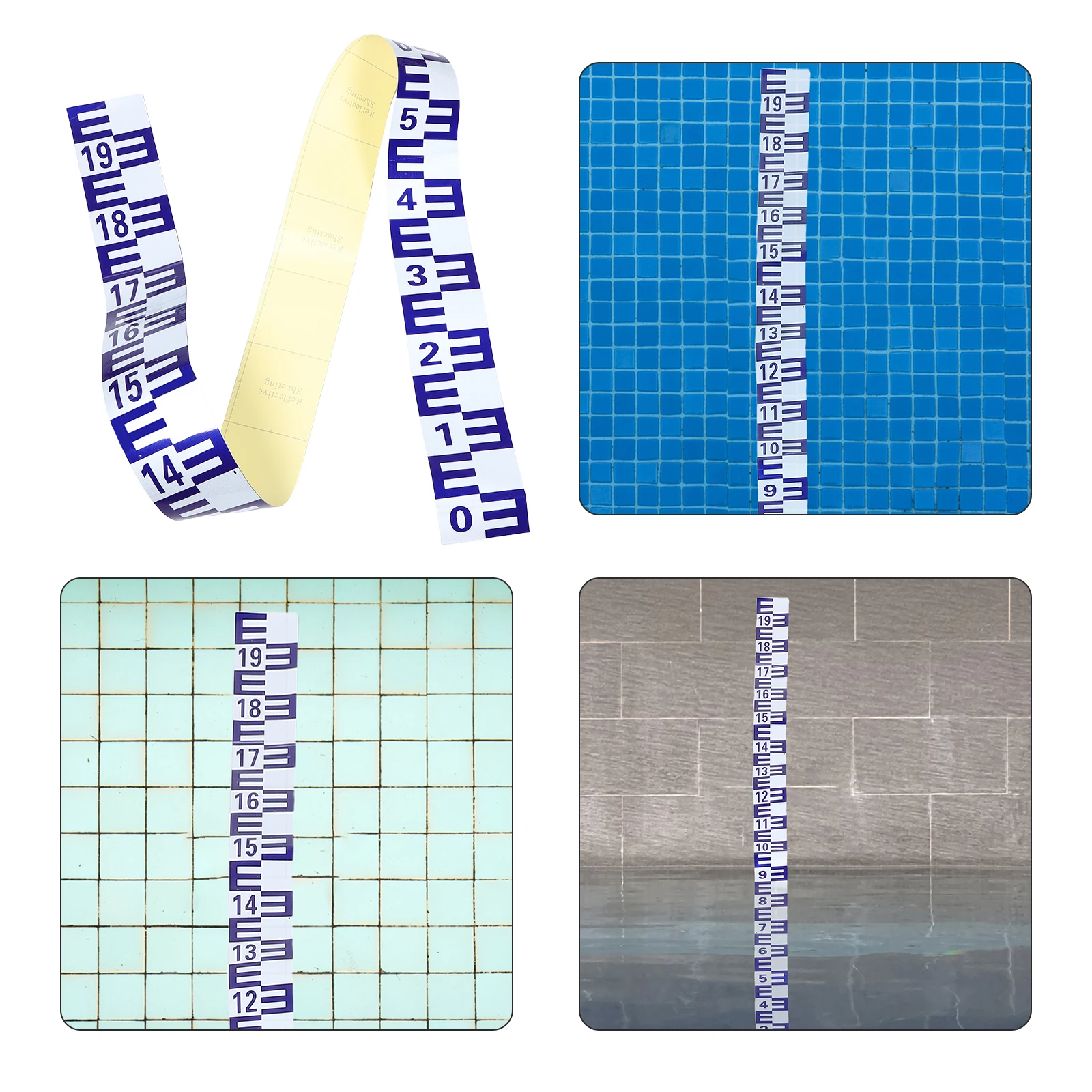 

Water Level Ruler Reflective Self Adhesive Pool Gauge Measurement Tool for Tanks 2 Meter Pool Water Level Gauge
