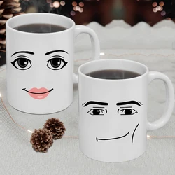 11oz Robloxing Game Inspired Female Face Mug Handsome Male Coffee Cup Office Breakfast Milk Cup Birthday Gift For School Season