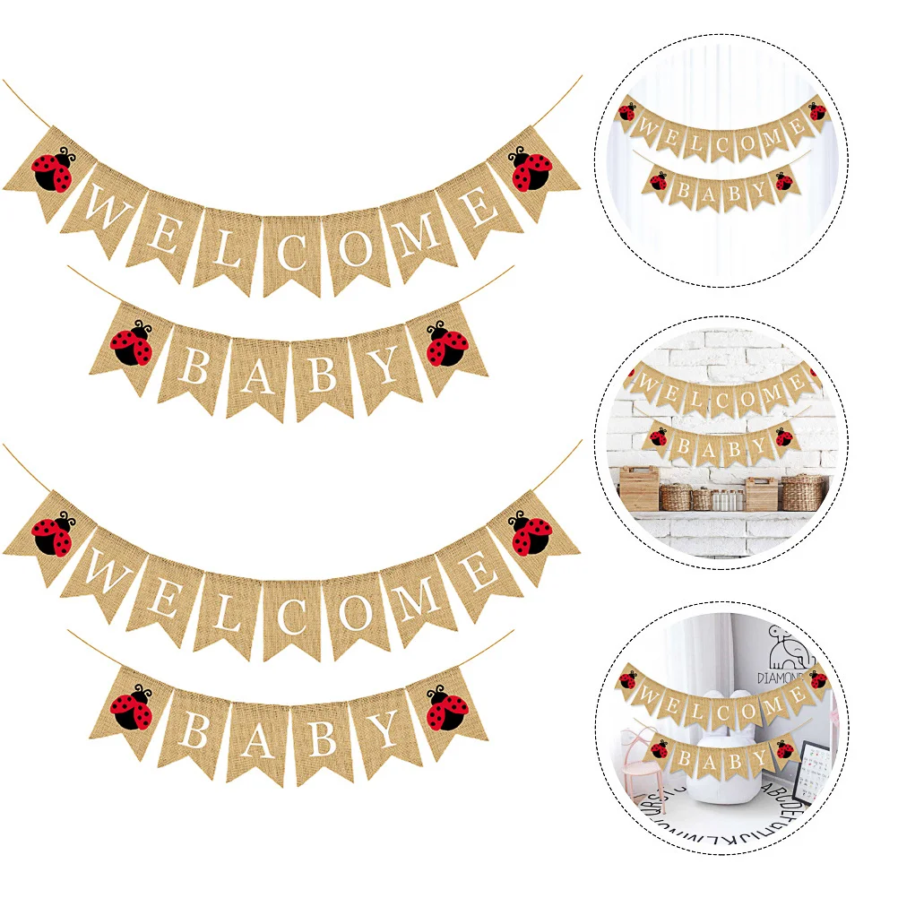 

1Set Fish Tail Banner Baby Birthday Party Cartoon Linen Hanging Decoration Reusable Colorful Banner Decoration