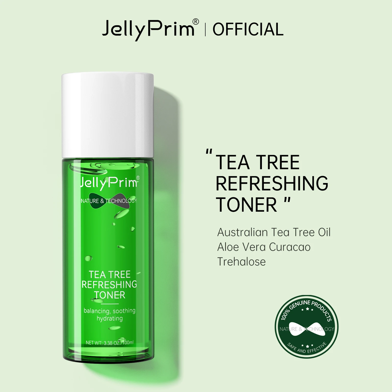 

JellyPrim Tea Tree acne Toner Face Emulsions Anti Acne Pimple Scar Skin Care Products Facial Moisturizing Water 100ml For Women