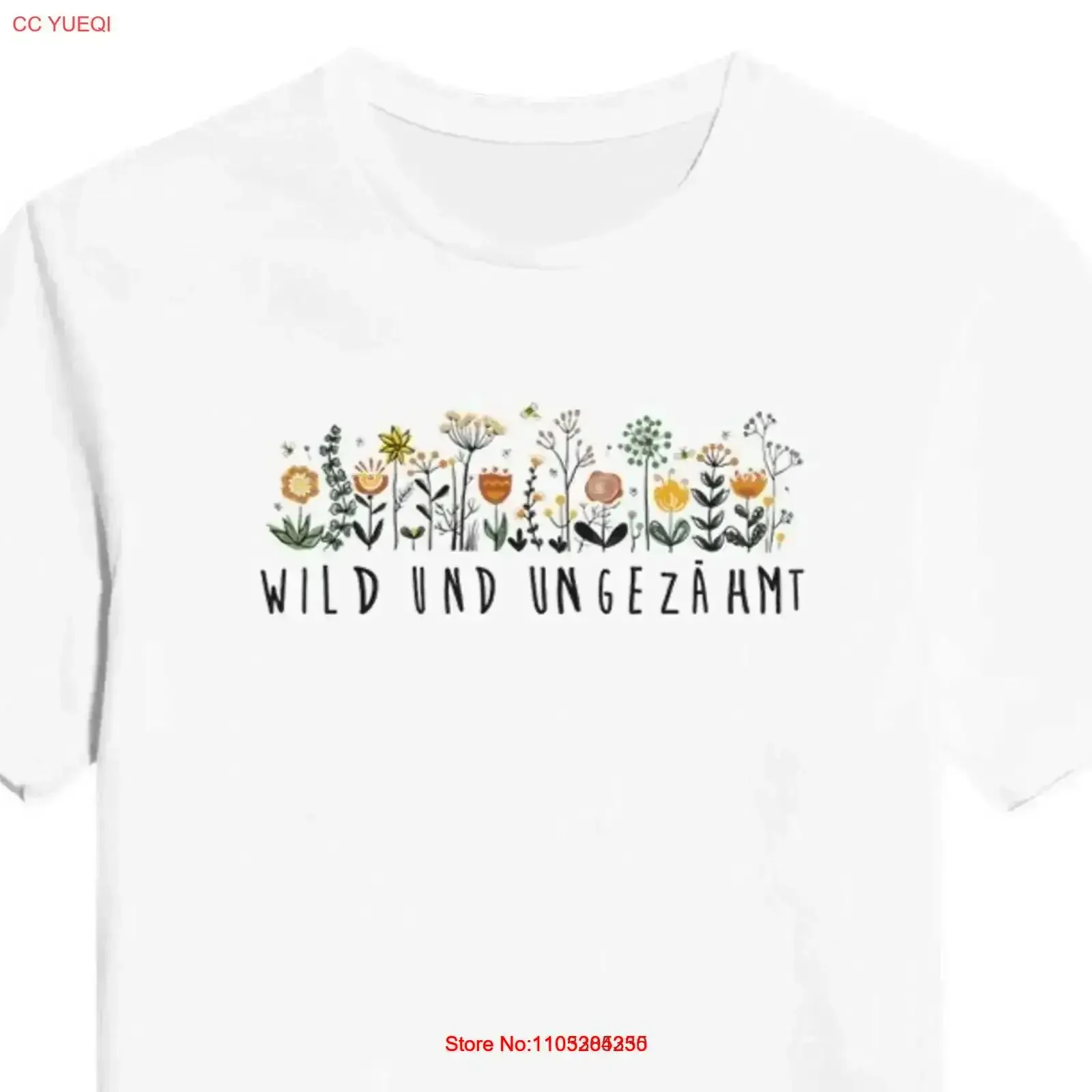 Classic women's round neck T Shirt wild and untamed meadow flower plants garden saying vintage Washed Breathable Soft fashion