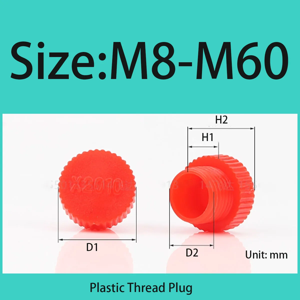 M8-M60 Red Plastic Threaded Dust Cover - Inner Plug Screw Hole Protector for Machinery/Equipment