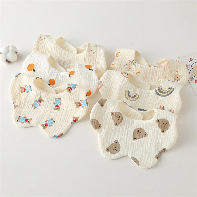 Baby Stuff Items Bibs Cotton Bib 6 Layer Gauze Animal Bear Dinosaur Rabbit Ruffled Bib Bebe Accessories Clothe for Children Gift