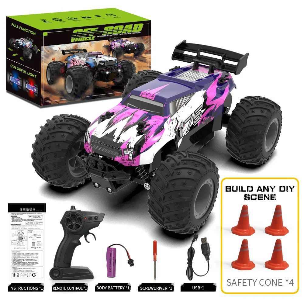 

JJRC Q175 1/18 Радиоуправляемая машина Высокоскоростная гоночная внедорожная крутая фара Большое колесо 2,4 ГГц 2WD Грузовик Вездеход 20 км/ч Автомобиль Детские игрушки для мальчиков