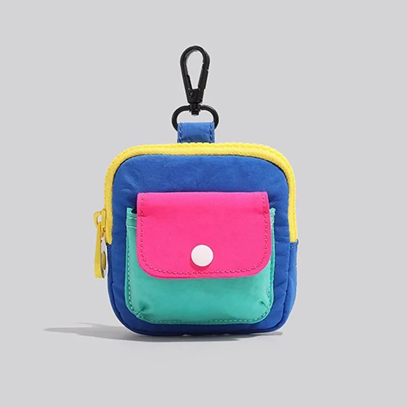 

8pcs Coin Purses Canvas Colorful Printing Protable Ear Line Storage Bag Mix Color