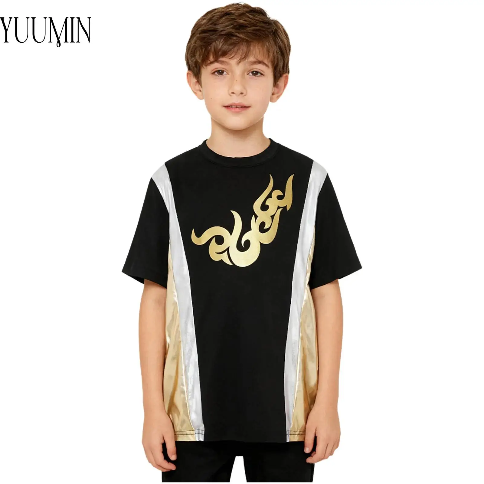 

Детские боксерские топы для мальчиков и девочек, тренировочный костюм для выступлений, спортивные топы с металлическими цветными блоками, футболка с короткими рукавами, спортивная одежда