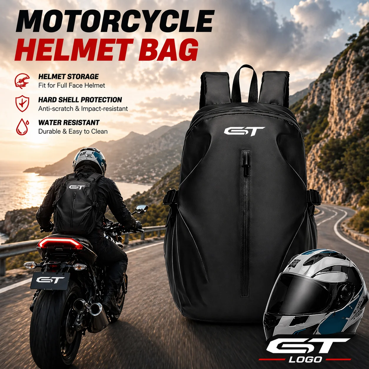 Knight Backpack Motorcycle Helmet Bag Travel Equipment Waterproof Large Capacity For SUZUKI GSX-S1000GT GSXSGT GSXS-GT