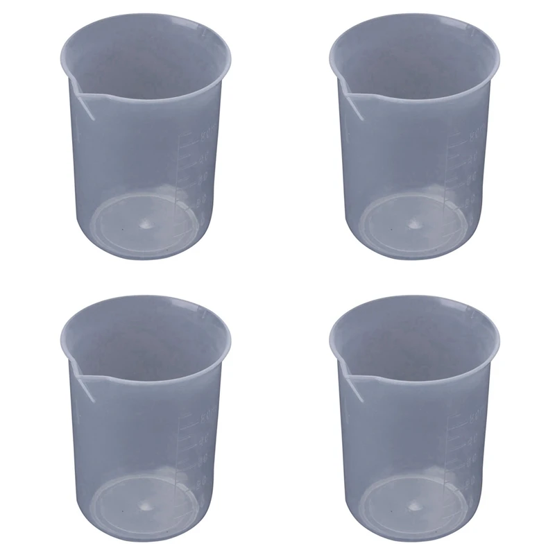 Vaso medidor de plástico transparente para laboratorio, vaso graduado de 50Ml, 4 piezas