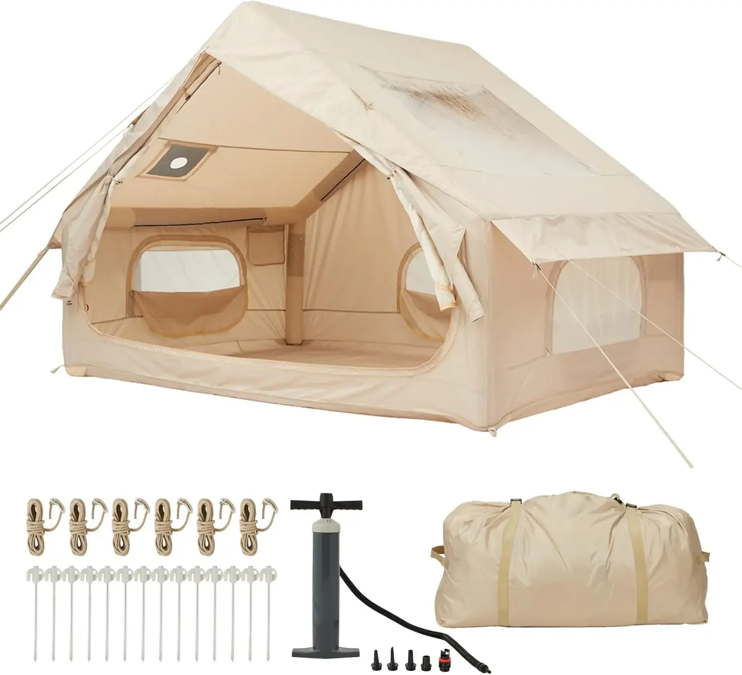 Garvee 6㎡ Inflatable Camping Tent with Stove Jack TPU Skylight Oxford 4 Season Waterproof Luxury Glamping Air Cabin Tent 4 people view 3