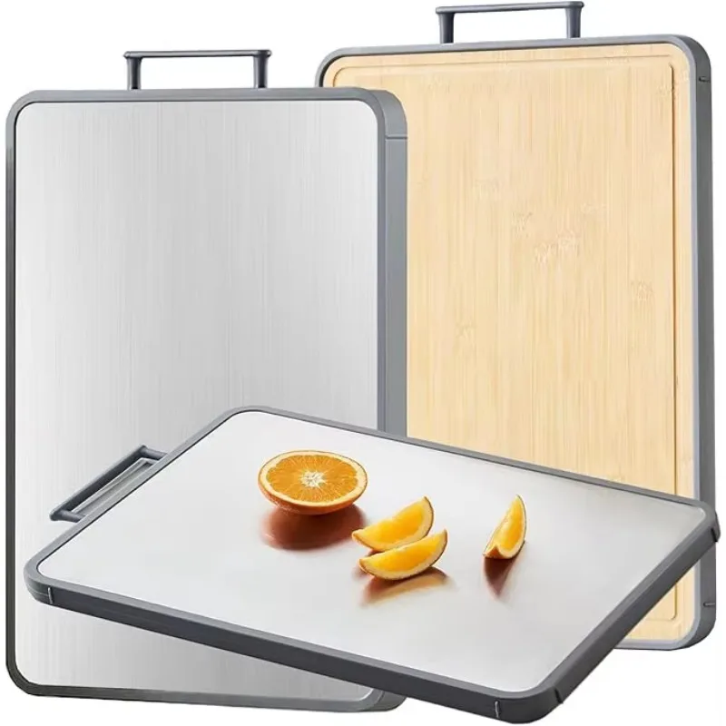 Food Grade Titanium Cutting Board Non-Stick Durable Double Sided Defrosting Tray Bamboo Cutting Board for Home Kitchen Cooking