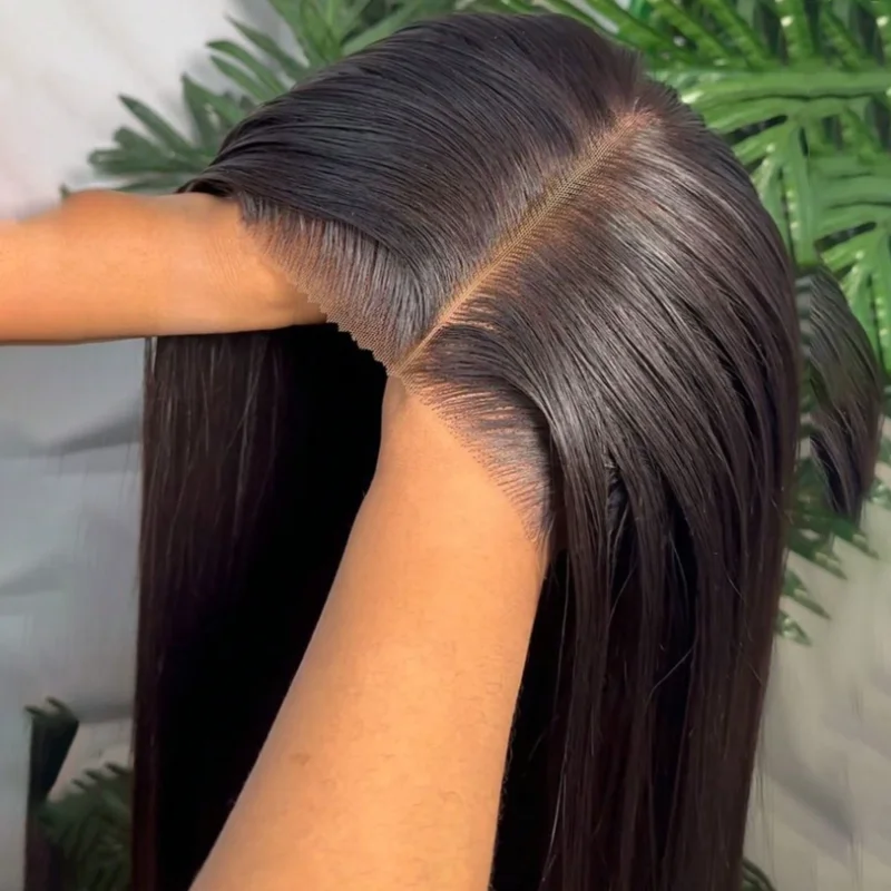 Perruques sans colle en cheveux humains de 28 pouces, prêtes à porter, pré-épilées, pré-coupées, perruques frontales en dentelle 5x5 lisses