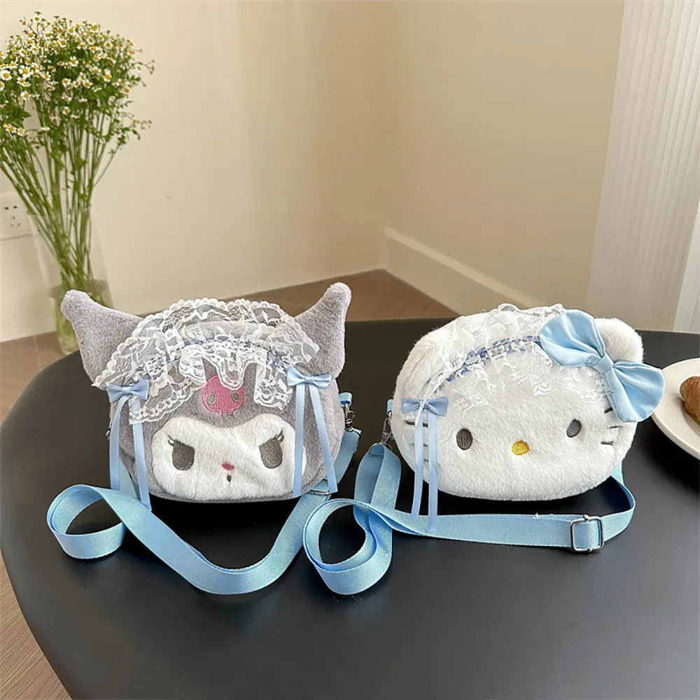 

Hello Kitty Kuromi Kawaii Plush Shoulder Bag Sanrio Cartoon Messenger Bag Coin Pouch Purse Satchel Fashion Backpack Gift For Kid