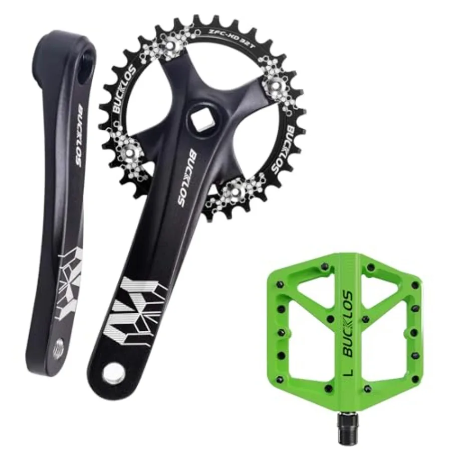 

MTB 170mm Square Taper Crankset 104 BCD Mountain Bike Narrow Wide Tooth Chainring 32T for OffRoad Cycling Single Speed Round Bl