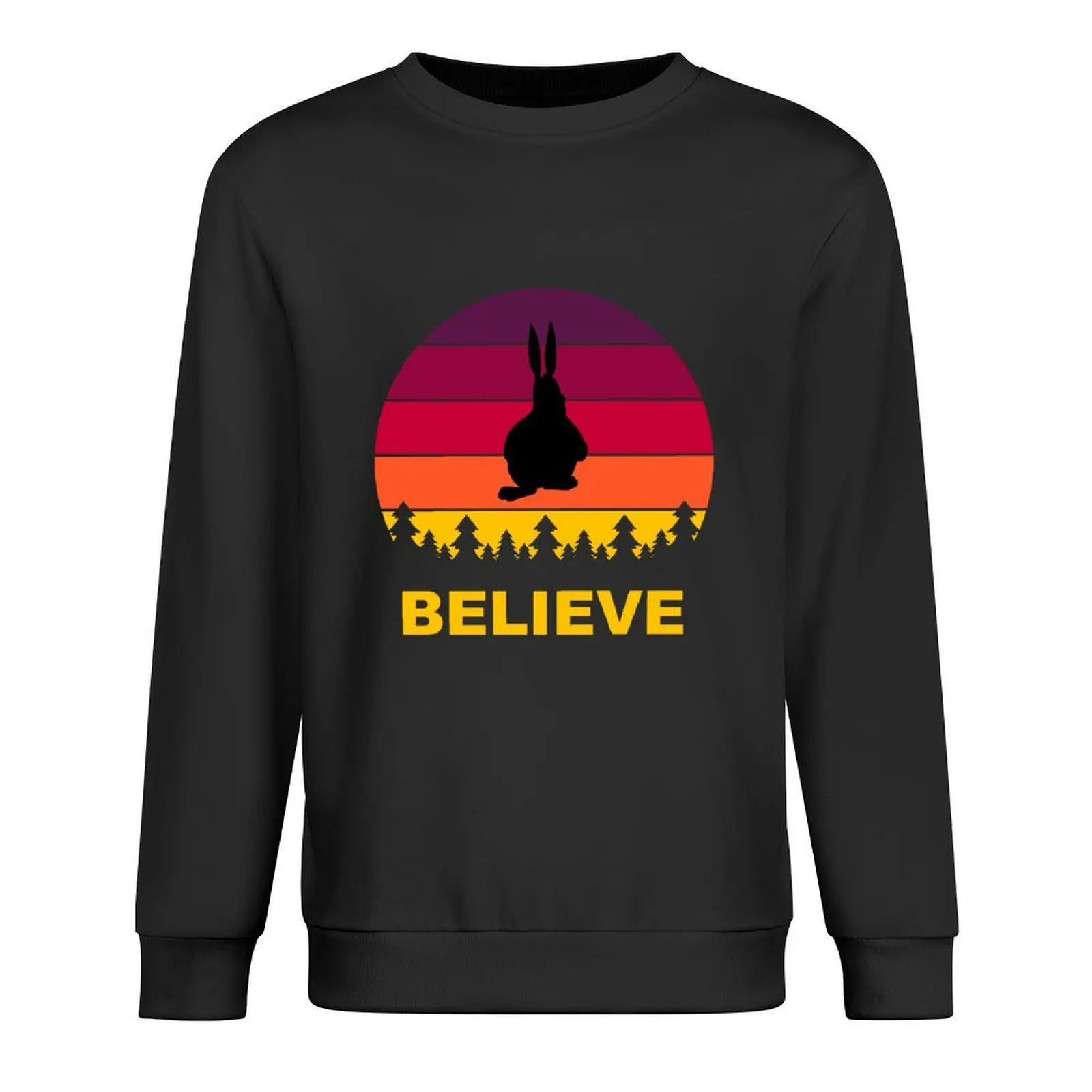 

Believe Big Chungus Shadow Meme Fat Bunny Retro Vintage 70s Sunset bigfoot parody Pullover