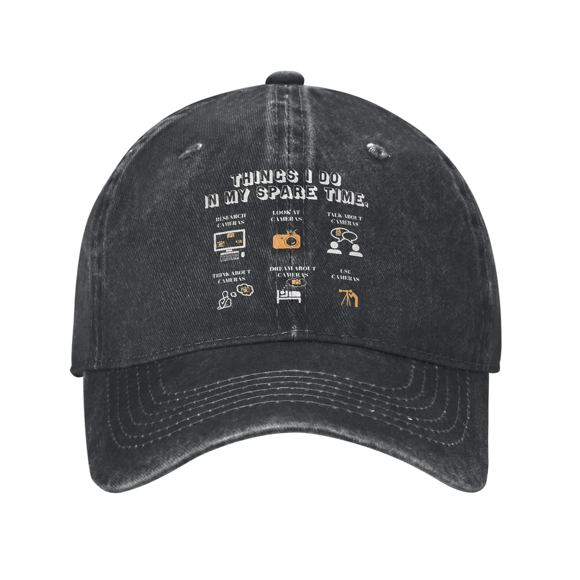 Retro Things I Do In My Spare Time Photo Baseball Cap Unisex Distressed Washed Snapback Cap  Outdoor Workouts Adjustable Hat Cap