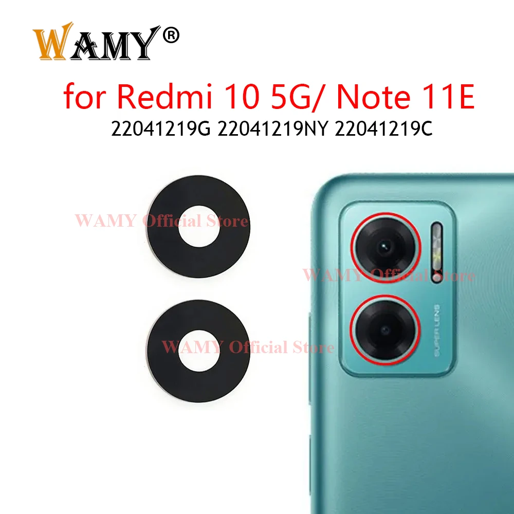WAMY Rear Back Camera Glass Lens Replacement For Xiaomi Redmi 10 5G / Note 11E 22041219G 22041219NY 22041219C With Sticker