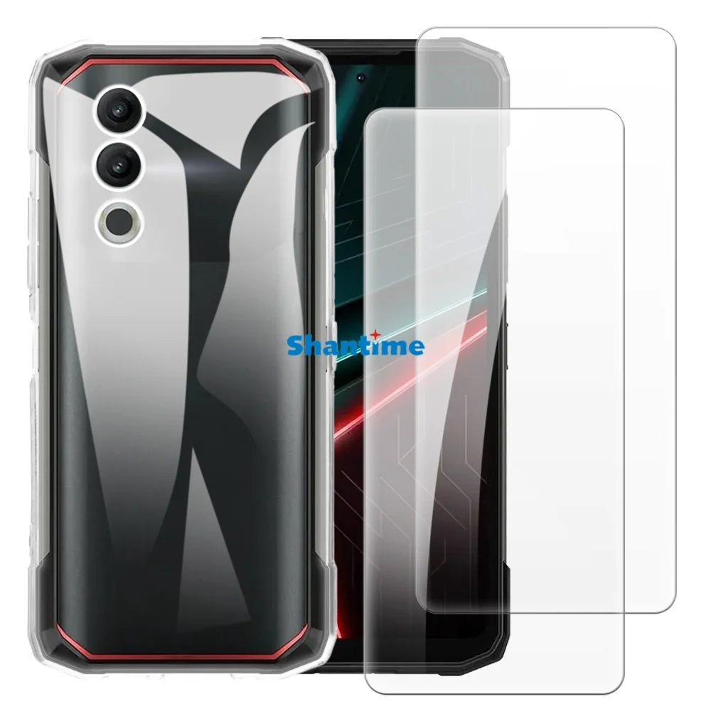 Soft Case + 2 Pack Tempered Glass Screen Protectors for Doogee Blade 10 Power Full-Body Protection