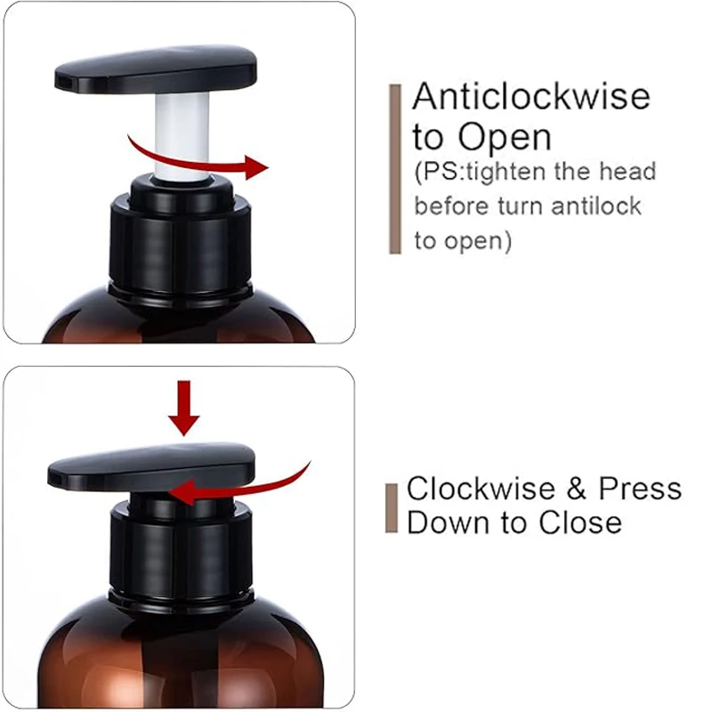 5 szt. Puste plastikowe butelki z pompką 300/500 ml, wielokrotnego użytku, przenośne pojemniki podróżne na szampon, żel pod prysznic, odżywkę do włosów