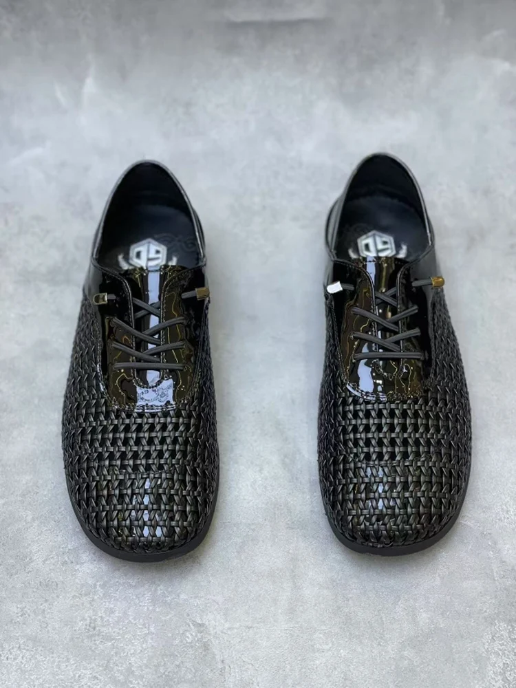 

Удобные повседневные мужские туфли из натуральной кожи с плетеным дизайном, высококачественные, модные, универсальные, деловые, премиум-класса