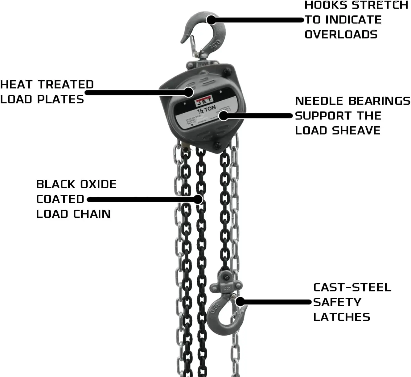 1/2-Ton Hand Chain Hoist, 10' Lift (Model S90-050-10)