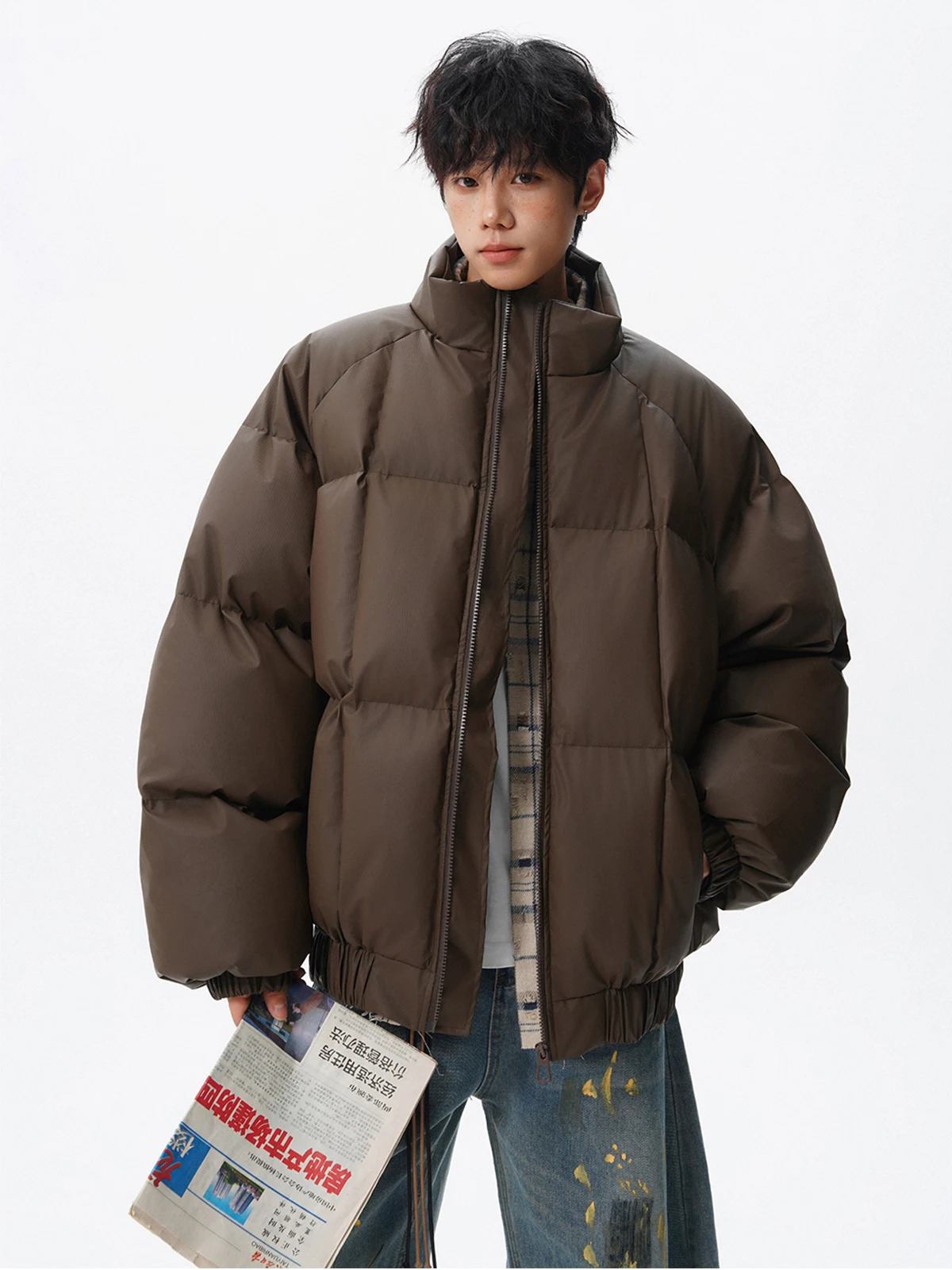 

Американский клетчатый воротник из искусственной кожи, хлопковый трент, мужская зимняя новая тенденция, свободная элитная теплая хлопковая верхняя одежда