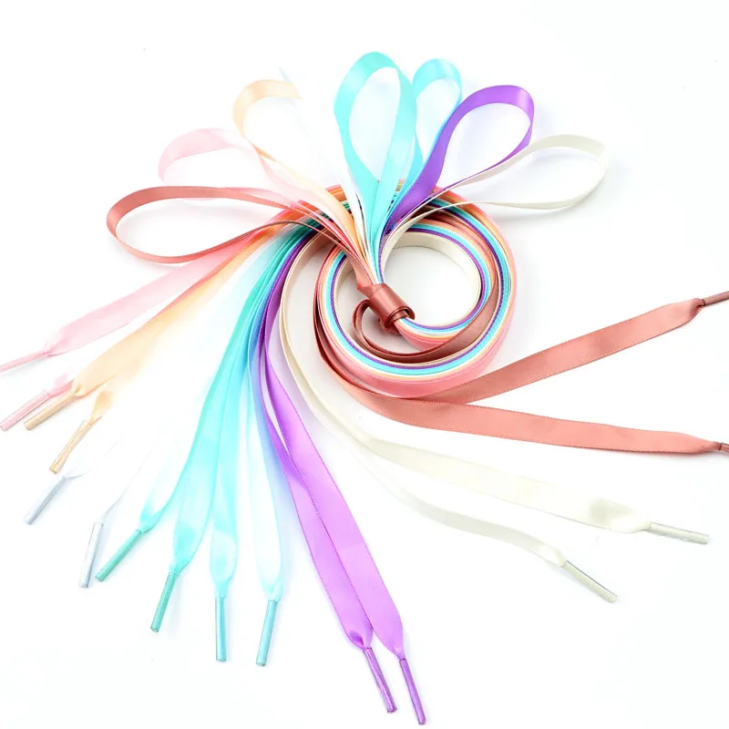 1 Pair Flat Shoe laces Satin Ribbon Silk Shoe lace Child Adult Leisure Lace Shoelaces Woman White Shoelace 80/100/120/150 CM