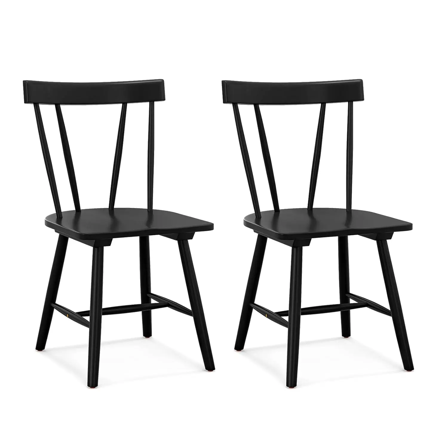 

Set of 2 Windsor Chairs, Rubber Wood Dining Chairs with Spindle Back, Wide Seats, Anti-Slip Foot Pads, Max Load 330 Lbs, Armless