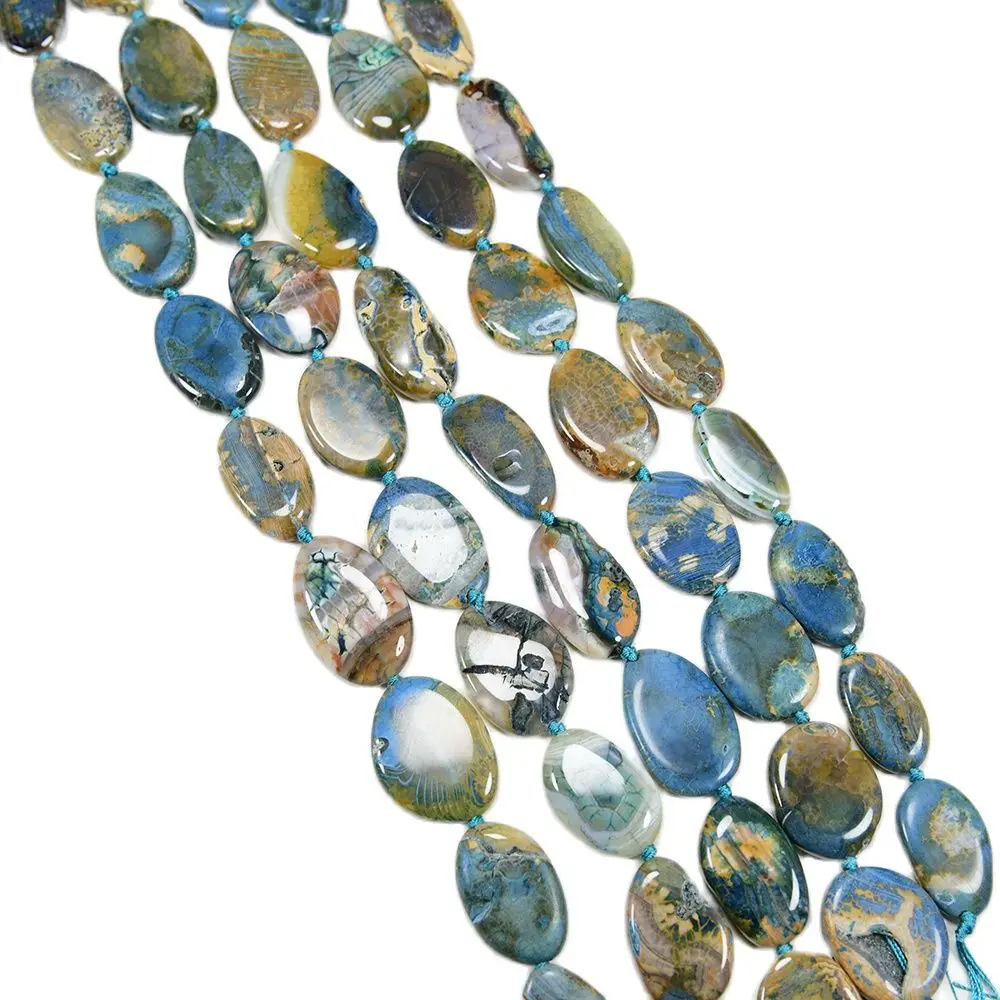 

APDGG Mix color Blue Agate Freeform Smooth Oval Chunky Peace buckle Real Gems Stone Slab Loose Beads Jewelry Making DIY