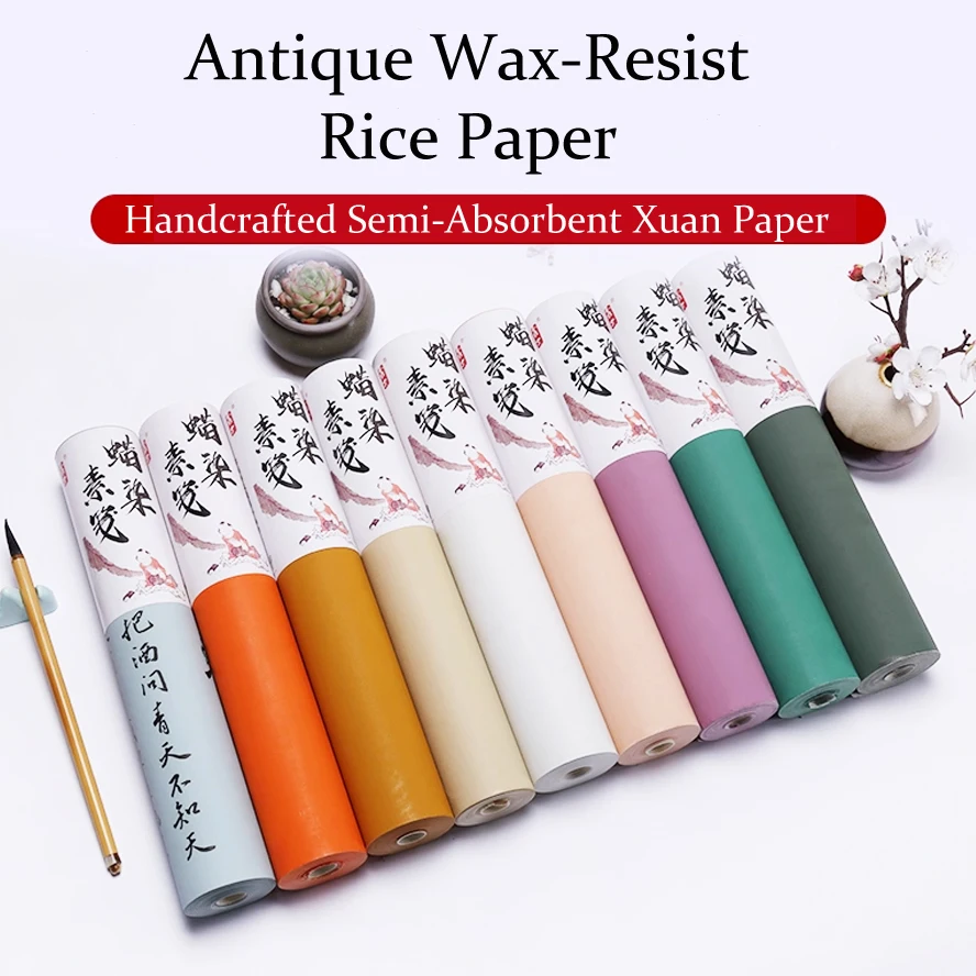 

Heritage Wax Resist Xuan Paper Scroll Полуабсорбирующая рисовая бумага ручной работы для китайской каллиграфии Sumi-e Painting 0,35*20 м
