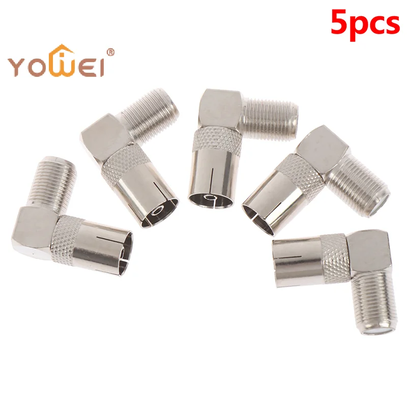 Latest5Pcs RF Coaxial 90 Right Angled TV Aerial Connector F Female to TV Female Plug