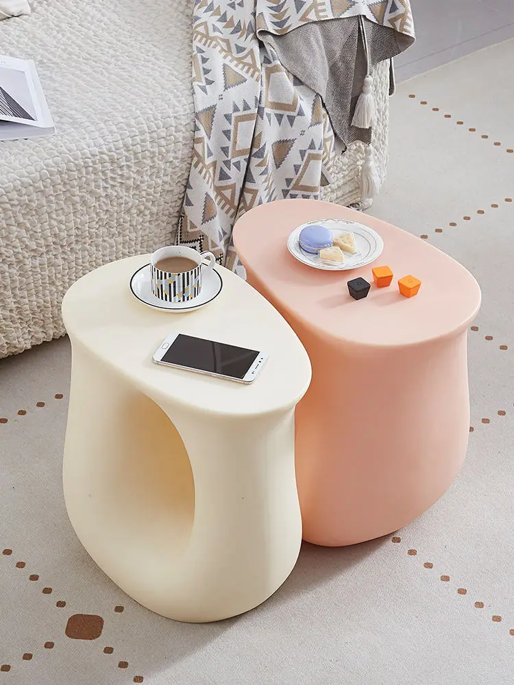 

Side Table Nordic Designer Round Coffee Table Cream Wabi Sabi Style Sofa Bedside Table Cafe Use