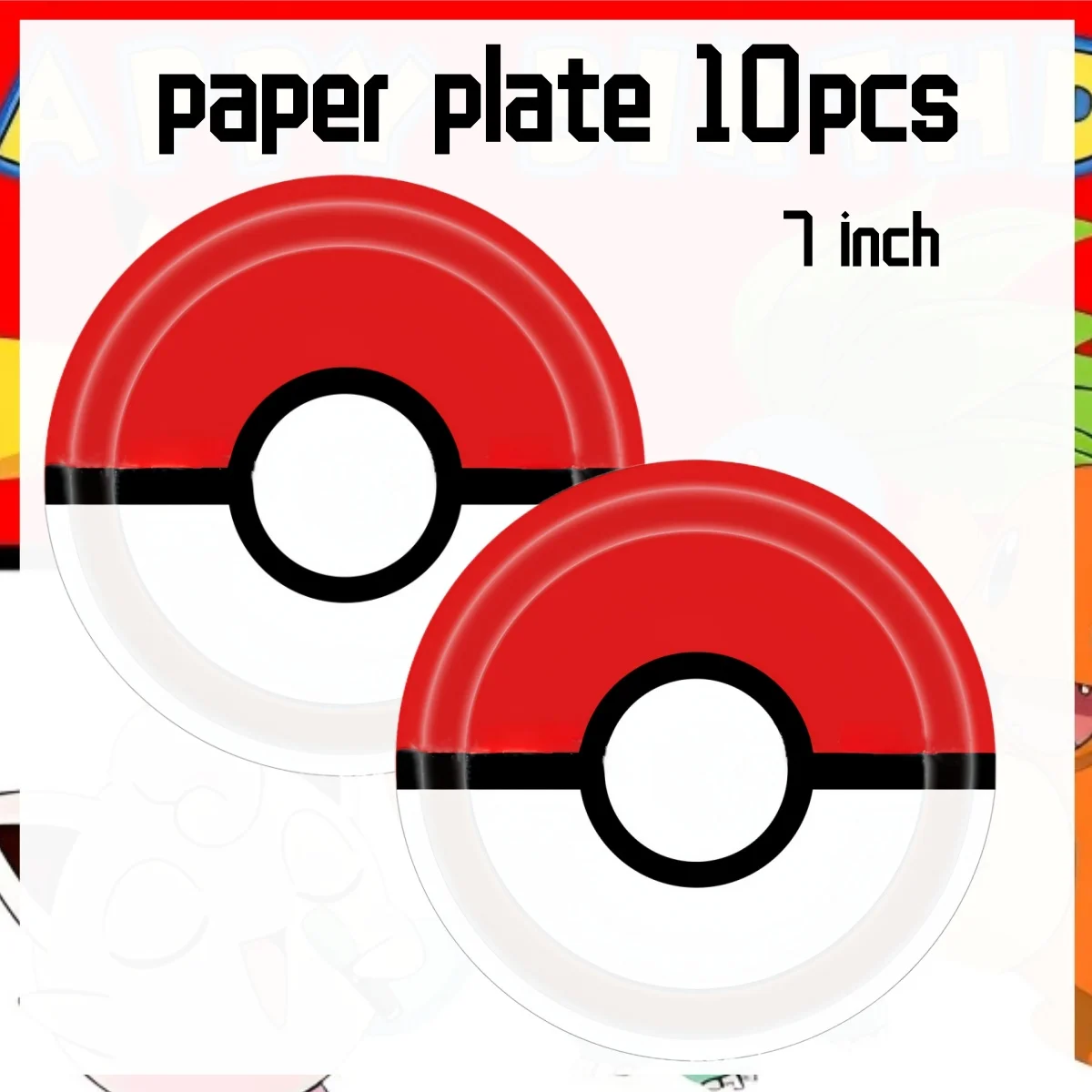 Pokeball Pokemon วันเกิดตกแต่ง Poke Ball Disposable Tableware แผ่นถ้วยผ้าปูโต๊ะอาบน้ําเด็กเด็ก Pikachu Party Supplies