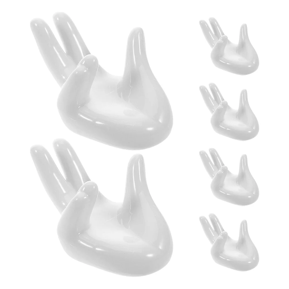 6 Pcs Eggs Breakfast Kitchen Cooking Table Decor Ceramic Hand Shaped Cup Holder