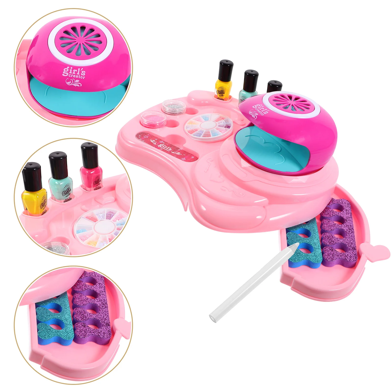 Conjunto de unhas kit de brinquedo para crianças separador de dedos secador engraçado maquiagem menina brinquedos