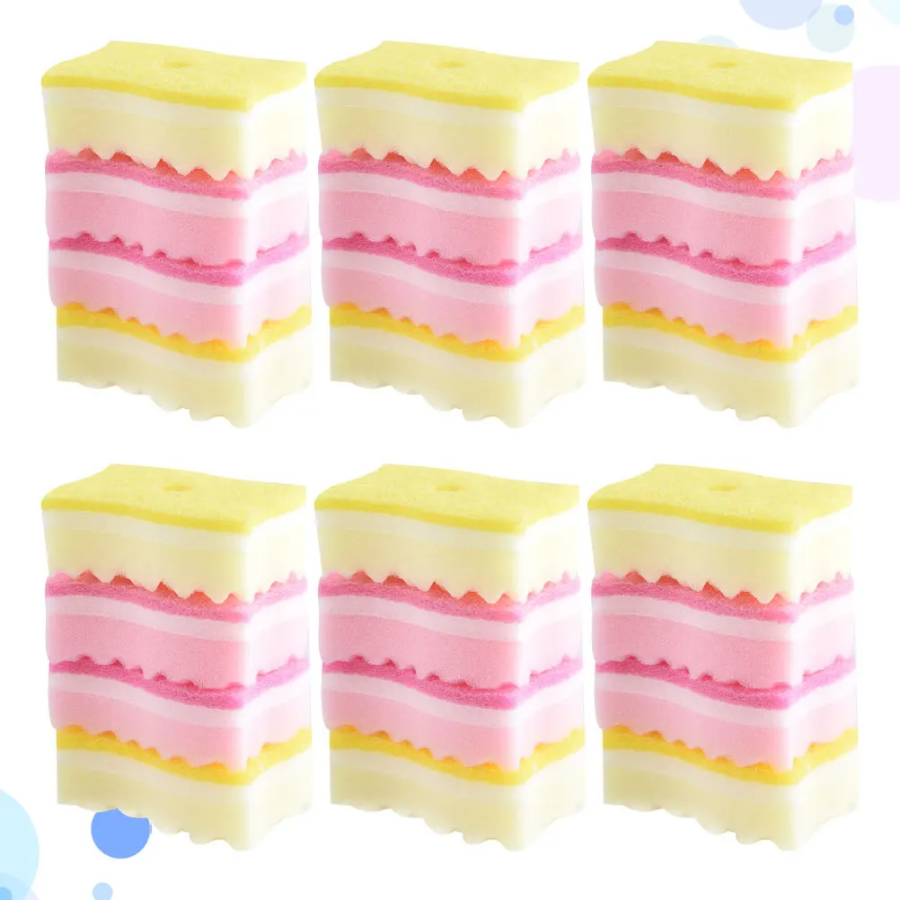 

24pcs Wave Shape Sponge Dishcloth Water Absorbent Duster Kitchen Cleaning Tool Scrub Sponge For Bowl Cup Pan Washing Household